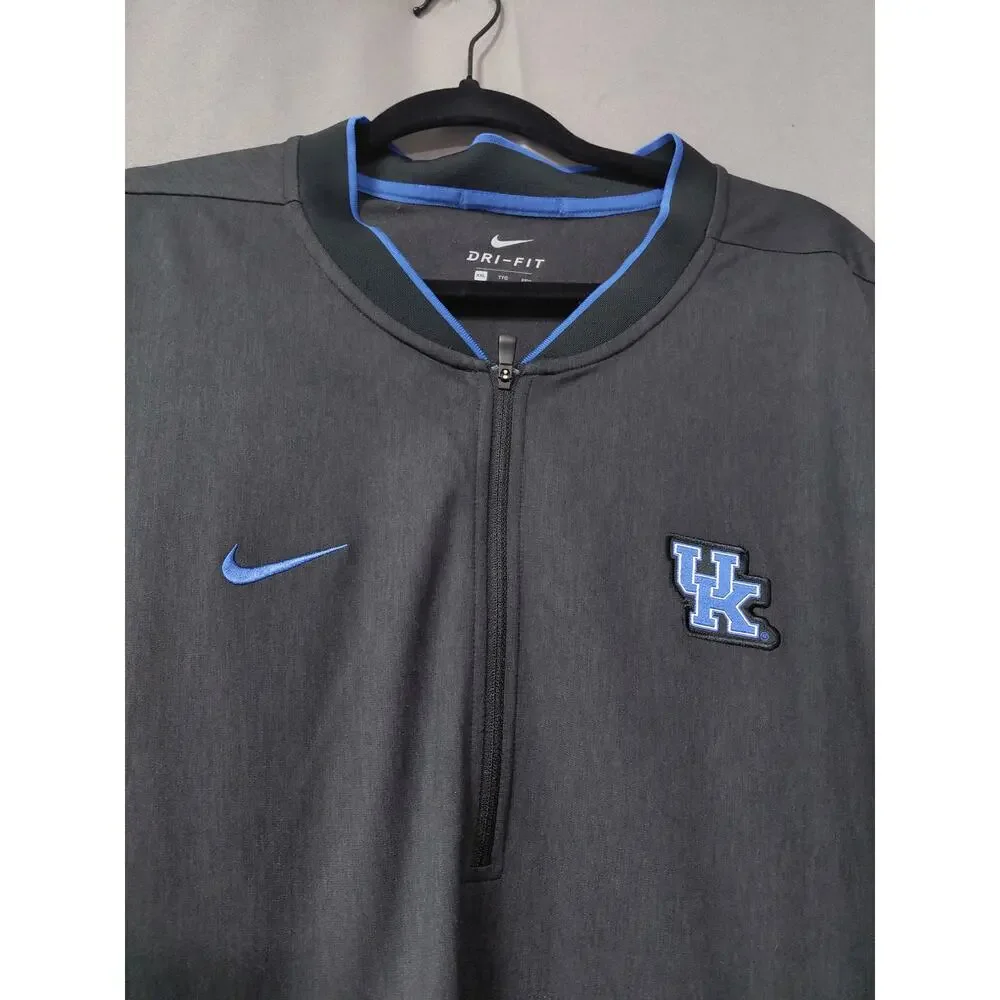 Nike Gray Collared Knit Half Zip Graphic Sweatshirt Men Size XXL